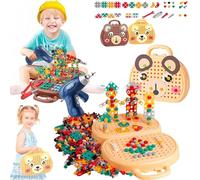 Magic Montessori Play Toolbox Magic Montessori Play Toolbox Bear with Drill Creativity Tool Box Creative Mosaic Puzzle Toy With Electric Drill Screw Tool Set for Kids (Puppy With Electric Drill)