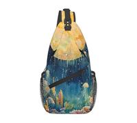 Magic Moon,Jellyfish Crossbody Shoulder Bag Travel Chest Pack Sling Backpack For Men Hiking Daypack