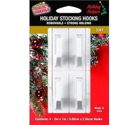 Magic Mounts Holiday Helpers : White : 4 Pack : Removable Stocking Hooks : 3397W
