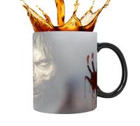 Magic Mug - Heat Sensor Reveal Then Image, Scary Design, Creepy Halloween Decoration, Hot Cold Beverage Serving, Novelty Drinkware, 11oz Black Ceramic, Mother Father Gift
