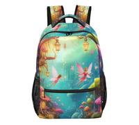 Magic Mushroom Backpack with Multi Pocket Design for School and Travel, Flower Fairy Forest, S, Casual School Daypack