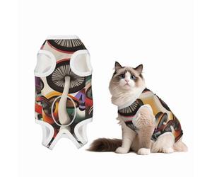 Magic Mushroom Custom Patterned Surgery Suit for Dogs Cat- Post-Surgery Recovery, Wound Care, and Anxiety Relief - Soft Cotton Dog Pajamas with Full Belly Coverage Small