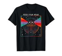 Magic Mushroom, Feed Your Head, Trippy, Psychedelic, Hippy T-Shirt, Men, Black, 6X-Large