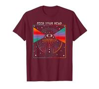 Magic Mushroom, Feed Your Head, Trippy, Psychedelic, Hippy T-Shirt, Men, Burgundy, Large