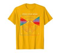 Magic Mushroom, Feed Your Head, Trippy, Psychedelic, Hippy T-Shirt, Men, Golden Yellow, Large