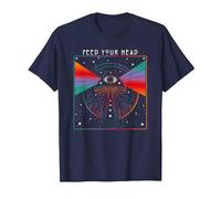 Magic Mushroom, Feed Your Head, Trippy, Psychedelic, Hippy T-Shirt, Men, Navy Blue, XX-Large