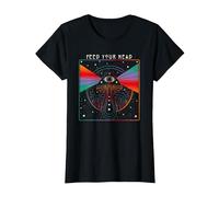 Magic Mushroom, Feed Your Head, Trippy, Psychedelic, Hippy T-Shirt, Women, Black, X-Large