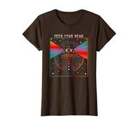 Magic Mushroom, Feed Your Head, Trippy, Psychedelic, Hippy T-Shirt, Women, Brown, X-Small