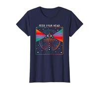 Magic Mushroom, Feed Your Head, Trippy, Psychedelic, Hippy T-Shirt, Women, Navy Blue, XX-Large