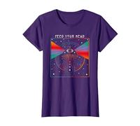 Magic Mushroom, Feed Your Head, Trippy, Psychedelic, Hippy T-Shirt, Women, Purple, Large