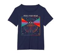 Magic Mushroom, Feed Your Head, Trippy, Psychedelic, Hippy T-Shirt, Women's Plus, Navy Blue, 3X