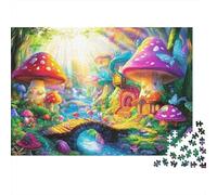 Magic Mushroom Forest 1000 Piece Jigsaw Puzzle Paper for Adults Enchanted Fairy Tale Scene Focus Relax Home Decor 70x50cm/1000pcs