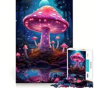 Magic Mushroom Forest Jigsaw Puzzles 1000 Pieces Tension Relief Clear Hue Enjoyable Challenge Xmas Surprise (38x52cm)