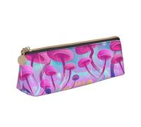 Magic Mushroom Leather Pencil Case Slim Design Pen Bag with Metallic Zipper Pocket Size for Or Student Office College Middle School Pen Pouch