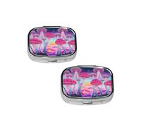 Magic Mushroom Pill Box 2 Compartment Medicine Pill Case,Travel Pill Organizer, Small Metal Pill Case Portable Pill Box, Perfects Gift for Anyone in Need