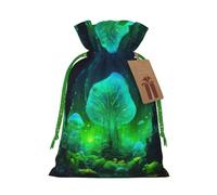 Magic Mushroom Print Christmas Drawstring Gift Bags Reusable Xmas Candy Bags For Christmas Party
