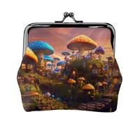 Magic Mushroom Print Fashion forward Women Coin Purse Cute Mini Zipper Wallet with Kiss Lock Waterproof