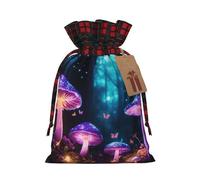 Magic Mushroom Print Festive Christmas Drawstring Gift Bags For Xmas Decorative Present Wrapping Needs