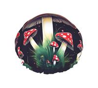 Magic Mushroom Print Reusable Shower Caps for Women Double Layer Hair Cap Adult Hair Cap for All Hair