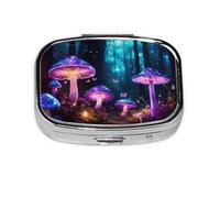Magic Mushroom Print Square Pill Box,Portable for Pocket Or Purse Pill Organizer Pill Container Holder