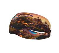Magic Mushroom Print Sweatbands Sports Headband for Men Women,Athletic Sweatband for Tennis,Basketball,Running,Gym