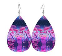 Magic Mushroom Pvc Artificial Leather Dangle Earrings, Hook Is 925 Silver Plated Material