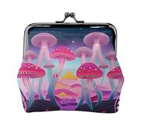 Magic Mushroom Women's Leather Kiss Lock Pouch – Stylish Small Zipper-Free Wallet for Coins, Cards, Makeup & Essentials – Compact & Lightweight Design for Daily Use, Travel & Gifting