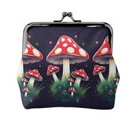 Magic Mushrooms Coin Purses, Small Card Case Wallet For Men Women For Shopping And Casual Outings, Black, One Size, Art Deco