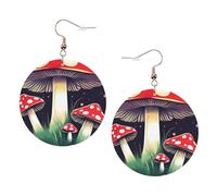 Magic Mushrooms Leather Round Earrings Color Valentine'S Day Festival Activities Fashion Women'S