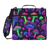 Magic Mushrooms Neon 3 Ringing 1.5 inch Binder with Zipper with Strap Laege Capacity Portfolios Portfolio Organizer Suitable for Middle School