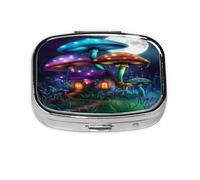 Magic Mushrooms Pattern Pill Case Pill Box Travel Pill Organizer Small Square Medicine Box for Purse & Pocket Gifts
