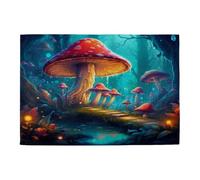 Magic Mushrooms Placemats Set of 1 Tropical Plants Washable Table Mats Non-Slip Heat Resistant Place Mats for Kitchen Dinning Table Decor 18 x 12 Inch