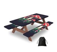 Magic Mushrooms Print 3 Pack Wipeable Picnic Bench Cover And Table Cover Lightweight Table Cloth For Camping Outdoor