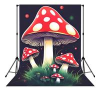 Magic Mushrooms Print 5×7ft Photo Backdrop, Seamless Background Cloth for Studio and Portrait Photography(No Stand)