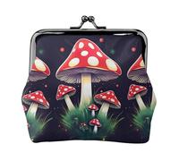 Magic Mushrooms Print Women'S Kiss Lock Coin Pouch, Mini Wallet For Cards And Lipstick, Soft Compact Purse