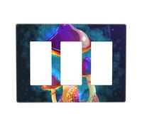 Magic Mushrooms Switch Cover Decorative Triple Toggle Wall Plate For Kitchen Girls Boys Room 3 Gang Standard Size 6.57" X 4.65"