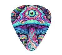 Magic-Mushrooms-With-Eyes 12 Pack Guitar Picks With 3 Thicknesses And Storage Box, Abs Plectrums For Electric Bass Guitar Players