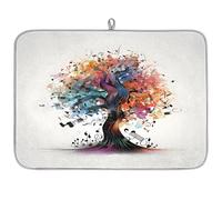 Magic Music Tree Microfibre Dish Drying Mat Absorbent Dish Drying Drainers Mats for Kitchen Spoon Glass Plate 45.7 x 60.9 cm