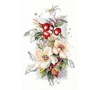Magic needle 100-102 ZW Rose Hip Counted Cross Stitch Kit with Zweigart Edition Cotton Multi-Coloured 14 x 23 cm