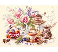Magic Needle 120-203 ZW Eine Tasse Kaffee Counted Cross Stitch Kit with Counted Pattern Zweigart Edition, Cotton, Multi-Colour, 40 x 28 cm