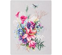 Magic Needle 210-302 ZW Tulipis and Lily Counted Cross Stitch Kit with Zweigart Edition Cotton White 18 x 26 cm