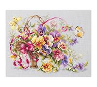 Magic Needle 219-377 ZW Pansy Bouquet Counted Cross Stitch Kit Zweigart Edition Cotton Multi-Coloured 21 x 15 cm