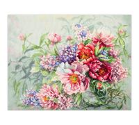 Magic Needle 510-224 ZW Peony and Hydrangea Counted Cross Stitch Kit with Zweigart Edition Cotton Multi-Coloured 40 x 30 cm