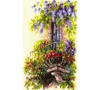 Magic Needle 74-05 ZW Blooming Balcony Counted Cross Stitch Kit with Zweigart Edition Cotton Multi-Coloured 15 x 23 cm