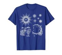 Magic Occult Celestial Sun Crescent Moon Stars T-Shirt, Men, Royal Blue, X-Large
