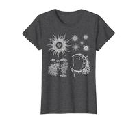 Magic Occult Celestial Sun Crescent Moon Stars T-Shirt, Women, Dark Heather Grey, 3X-Large