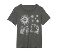 Magic Occult Celestial Sun Crescent Moon Stars T-Shirt, Women's Plus, Asphalt Grey, 5X