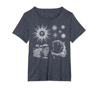 Magic Occult Celestial Sun Crescent Moon Stars T-Shirt, Women's Plus, Heather Blue, 6X