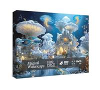 Magic Ocean Mushrooms Castle Puzzles for Adults 1000 Pieces Nature, Fantasy Fish Jellyfish Art Jigsaw Puzzles, Impossible Hard Challenging Puzzle