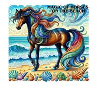 Magic of horses on the beach coloring book: Relaxing Coloring Book for kids and Adults: Enchanting Horses on the Beach